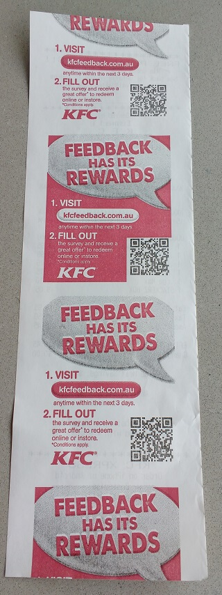 Back Of Kfc's Receipt With Feedback Information