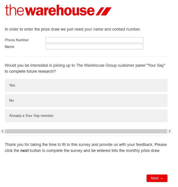 Contact Information For Competition The Warehouse Survey