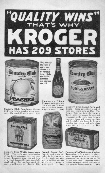 Kroger Advertisement From 1916