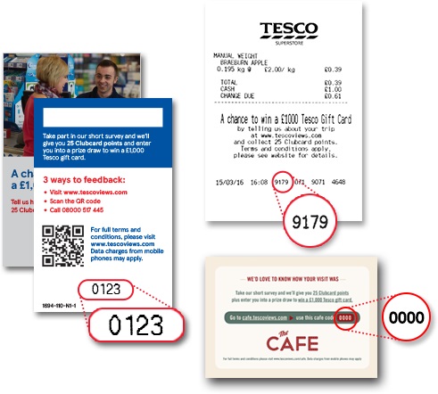 Location Of Tesco Survey Code For Tescoviews