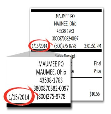 Location Of Date In Usps Receipt For Survey