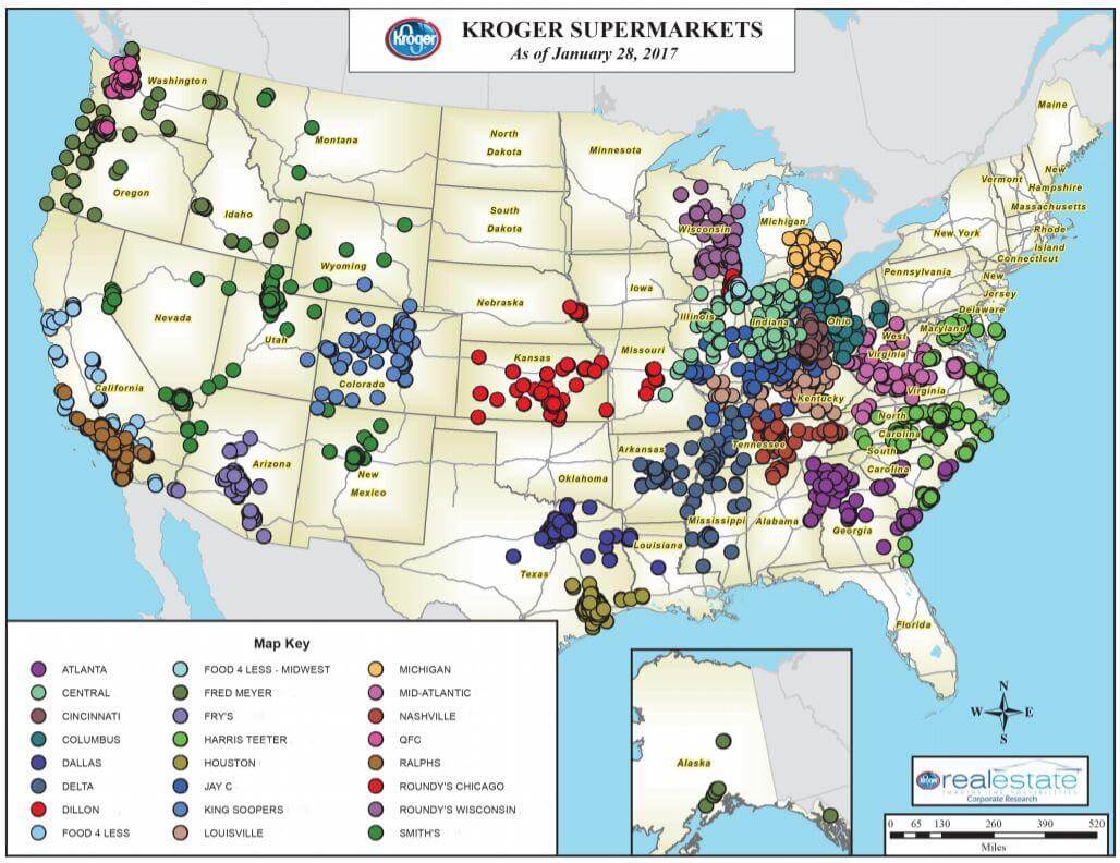 Map Of Kroger's Supermarkets Throughout Usa