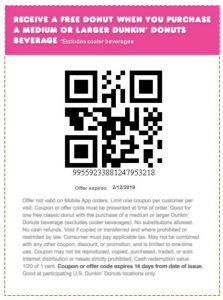 Printable Telldunkin Survey Coupon For Free Donut