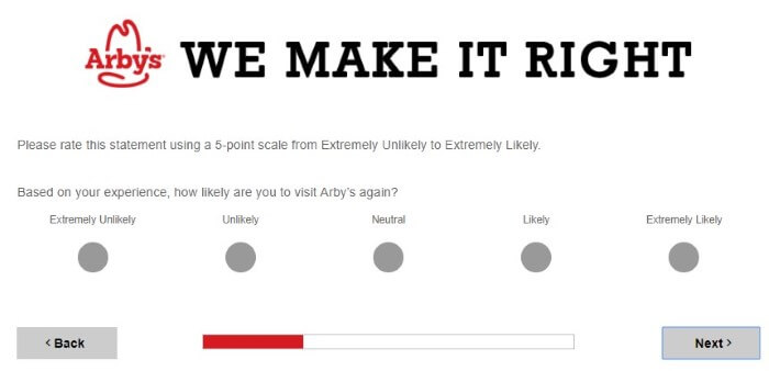 Screenshot Of Arby's Survey 5