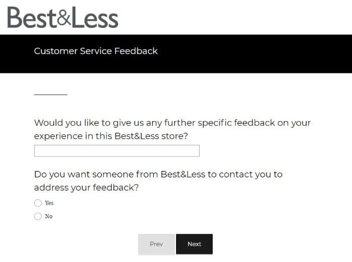 Screenshot Of Best And Less Survey 2