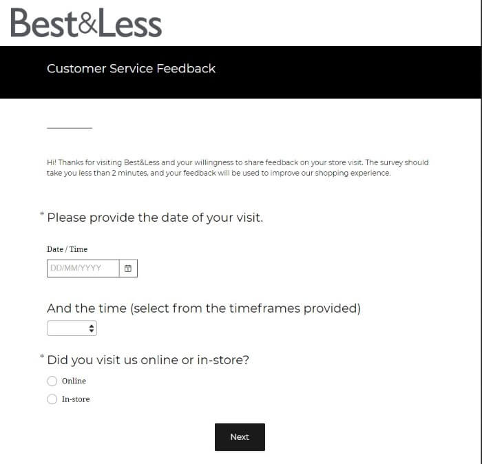 Screenshot Of Best And Less Survey 5