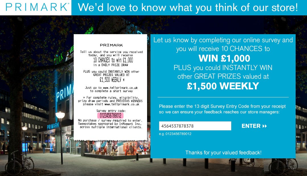 Screenshot Of Tellprimark Survey