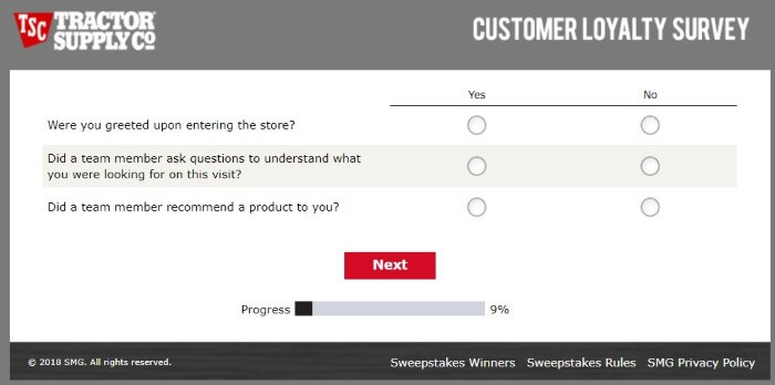 Screenshot Of Tractor Supply Survey 2