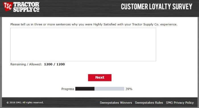 Screenshot Of Tractor Supply Survey 8