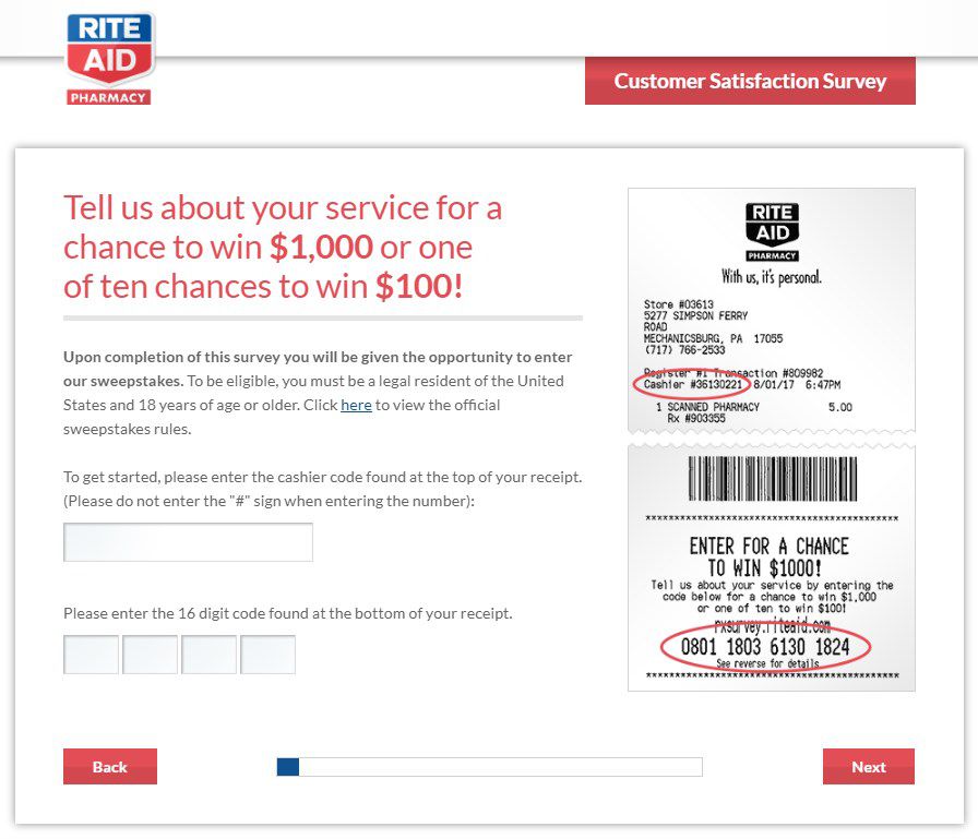 Screenshot Of Storesurvey.riteaid.com First Page