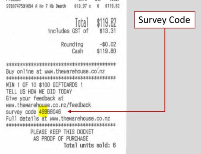 Survey Code Used For The Warehouse Competition