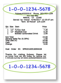 Where To Write Subwaylistens Validation Code On Receipt